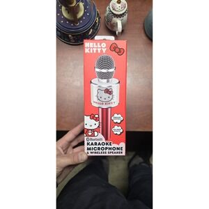 Hello Kitty Bluetooth Karaoke Microphone & Wireless Speaker USB Charging Red NIB